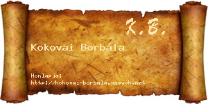 Kokovai Borbála névjegykártya